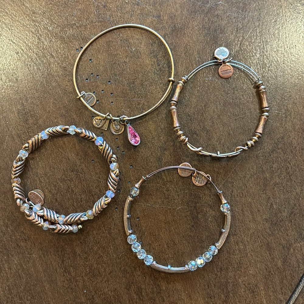 4 gold Alex and Ani Bangles